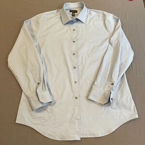 Alfani Men's Dress Shirt Slim Fit Blue Size  16.5 Long Sleeve